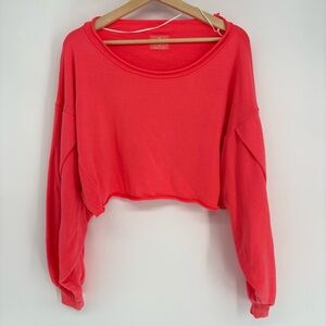 Free People Movement Pink Cropped Sweatshirt The Way You Move Relaxed Slouched